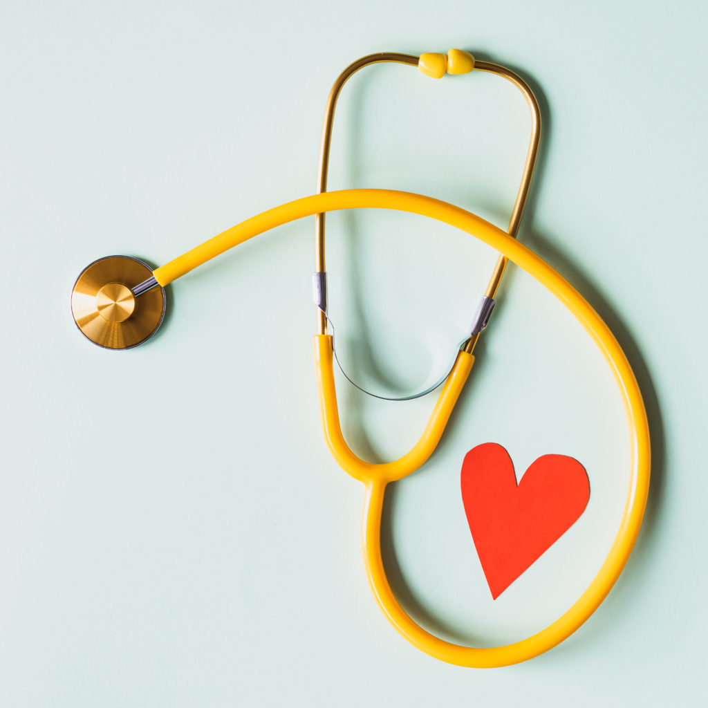 stethoscope and heart paper cut-out
